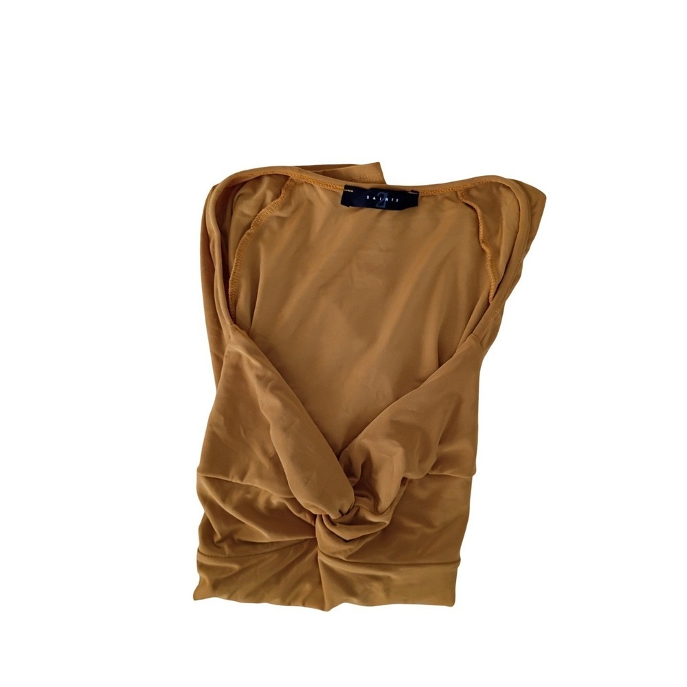 2 Saints New Mustard Women Y2K Coquette Twist Front Long Sleeve Top Size S NWOT - Picture 5 of 5